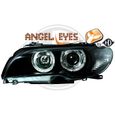1215785 ,  Paire de Feux Phares  Angel Eyes  noir pour BMW SERIE 3 Coupe , Cabriolet E46  de 2003 a 2007-0