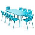 Ensemble table de jardin et 8 chaises - Acier - Palavas - Bleu-0