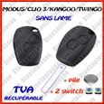 COQUE PLIP CLE TELECOMMANDE CLEF COMPATIBLE  CLIO MODUS TWINGO MASTER KANGOO / 2 switch + pile-0