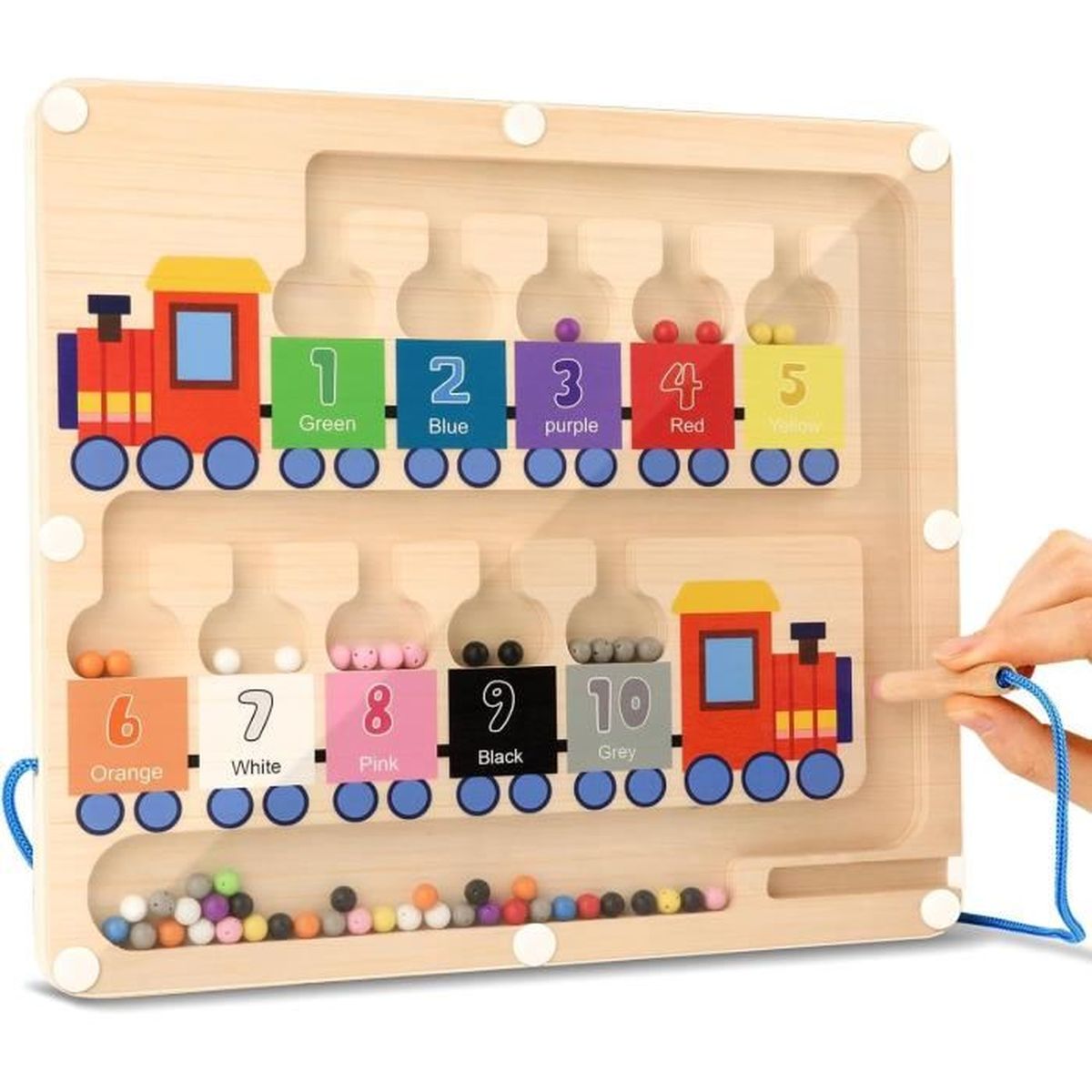 Labyrinthe Magnétique En Bois Montessori - Jeu éducatif Couleurs Et Chiffres Pour Enfants 3-5 Ans, Avec Stylet Aimanté