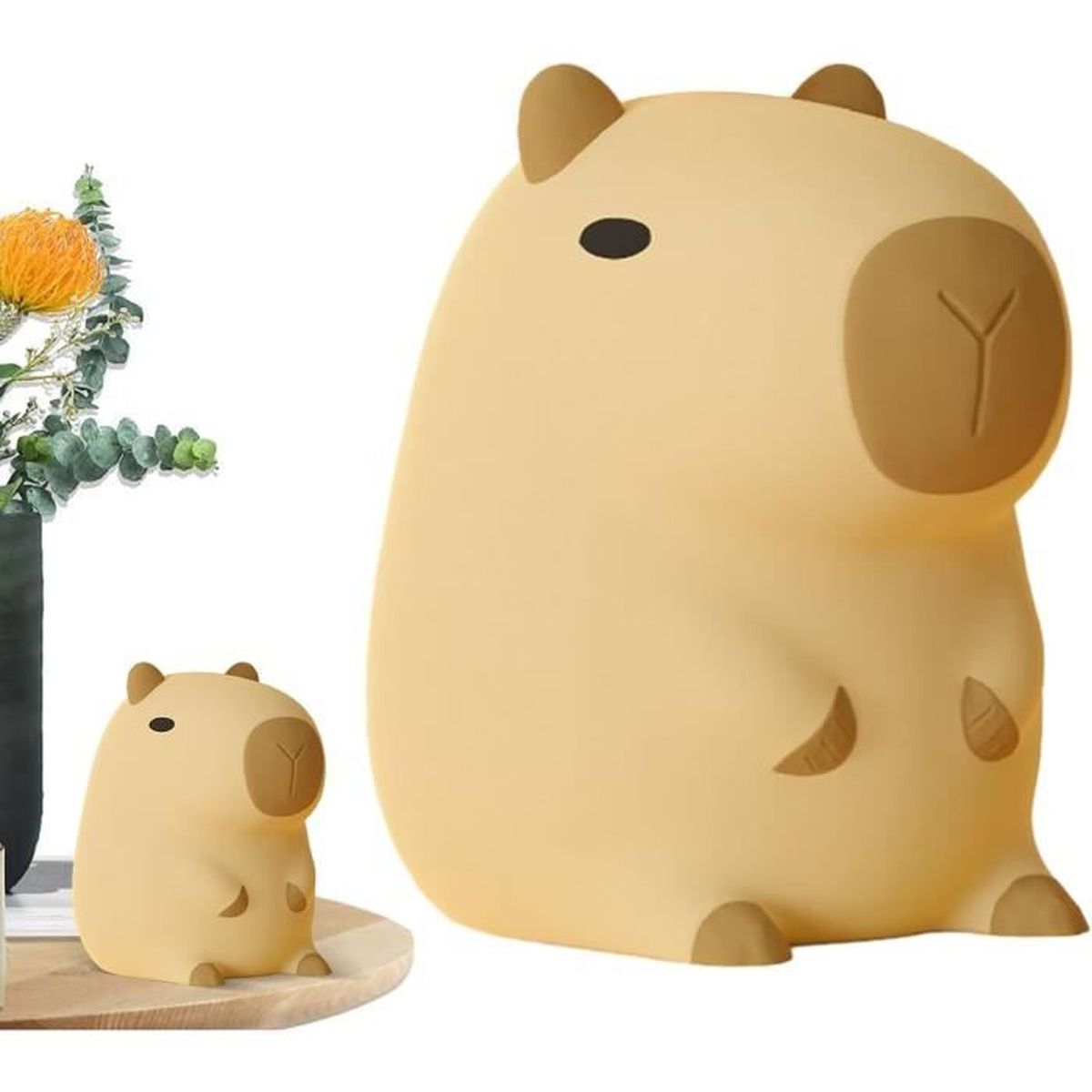 Belle Veilleuse Capybara En Silicone - Lampe Pour Enfant - 2 Niveaux De Luminosité - Minuterie