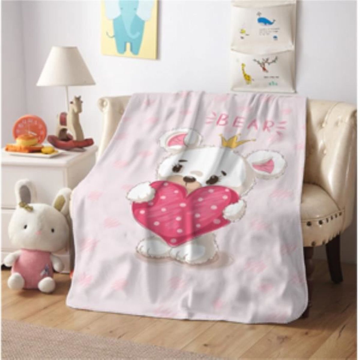 Couverture Plaid Pour Bebe En Flanelle Rose Et Ourson Tenant Un Cœur 75 X 1 Cm Fabrique En Europe Cdiscount Puericulture Eveil Bebe