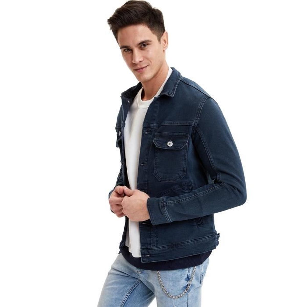 DeFacto Veste Homme en Jean basique bleu-indigo Multi-couleurs - Cdiscount  Prêt-à-Porter