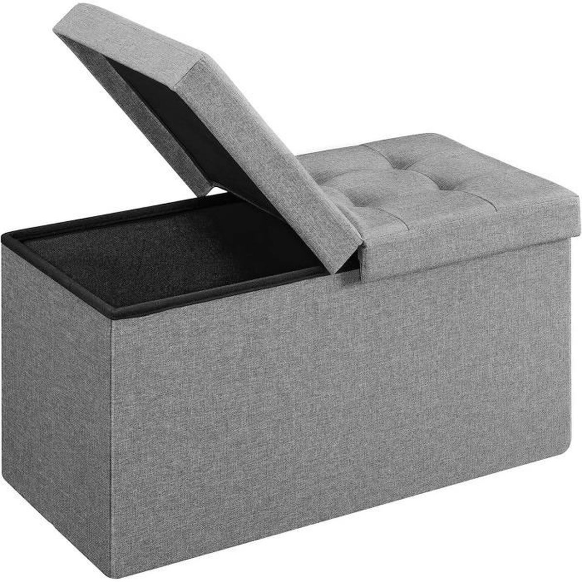 SONGMICS 80 L Coffre de Rangement Pouf avec Couvercle Pliable Facile à