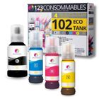 123CONSOMMABLES - 102 EcoTank - Multipack encre pour EPSON 102 EcoTank ET-2700 ET-2750 ET-2751 ET-2756 ET-2850 ET-28