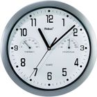 Horloge - LESHP - sans fil avec thermomètre et hygromètre - Gris - Intérieur - Décoration murale