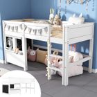 Lit superposé enfant 90x200 - JAERLIUB - Lit maison avec tableau noir et étagère - Bois massif - Blanc