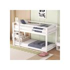 Lit superposé 90x200cm - OKWISH - pour enfants et adolescents - Cadre en pin et 1 sommier - Blanc - Facile à monter