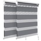 VOUNOT® Lot de 2 Stores enrouleurs jour/nuit zébrés - 80 x 150 cm - Gris - Sans perçage ou avec
