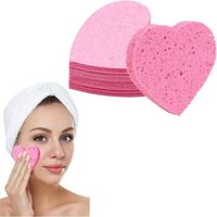 30Pcs Éponges Visage Comprimées, Éponges Faciales en Forme de Cœur, Visage Éponge de Maquillage peut être Utilisé pour le Nettoyage