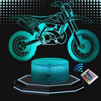 Lampe de Chevet 3D LED Moto Cross ,Veilleuse changement de Couleurs, Lampe Tactile Bureau et Chambre Ado Enfant, Eclairage 