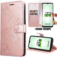 Coque - Samsung - Galaxy A14 4G-5G - Protection Anti-Rayures - Motif Papillon - Cuir Synthétique