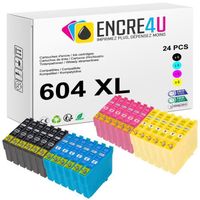 604XL ENCRE4U - Lot de 24 cartouches d'encre générique compatibles avec EPSON 604 XL Ananas : 6 Noir + 6 Cyan + 6 Magenta + 6 Jaune