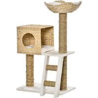 PawHut Arbre à chat arbre à grimper griffoir pour chat hauteur 100,5 cm centre d'activités poteaux en quenouille