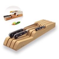 TD® porte couteaux de cuisine tiroir design en bois couverts organisateur stockage pas cher pratique range ustensiles 9 couteaux