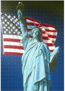 PUZZLE Statue De La Liberté avec Drapeau Américain, New Y