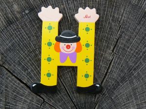 Lettre Déco Bois Clown T Sevi - 10cm Pour Chambre Enfant