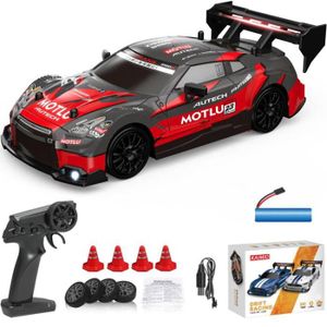 KBIBCK Voiture Télécommandée Drift 4WD 1:64 - Mini RC Avec Barrages Routiers - Pour Enfants Et Adultes - Noir, Portable, Dérive En 8, Circulaire