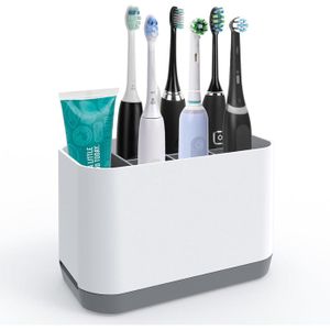 Porte-Brosse à Dents et Dentifrice Étagère de Rangement en Silicone avec Ventouse Compatible avec Les brosses à Dents électriques et Traditionnelles 5 Compartiments Rangement détachable Salle de Bain