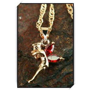 fée rose Wings Fée Clochette motif argent collier 46cm chaîne cadeau