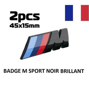 INSIGNE MARQUE AUTO Badge Logo BMW M Sport Noir Brillant 45mm Embleme 