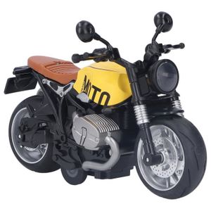 MOTO Dilwe Tirez le jouet de moto 1:12 Tirez Moto Jouet Cool Rétro Moto Jouet avec Éclairage pour Enfants Garçons (Jaune Noir)