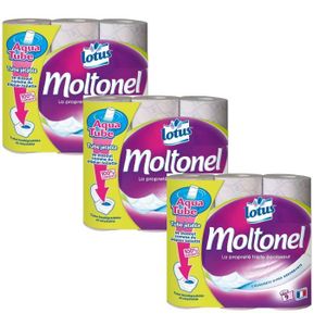 Lotus Moltonel 18 rouleaux papier toilette rose 3 épaisseurs doux et résistante