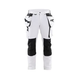 Pantalon De Travail Homme Style Jogging Blanc Multi-poches - Tissu Résistant, Poches Genouillères, Taille élastique