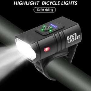 ECLAIRAGE POUR VÉLO Lampe de bicyclette LED rechargeable USB ORIA - IPX4 étanche - Noir - Support de montage - Pour voir