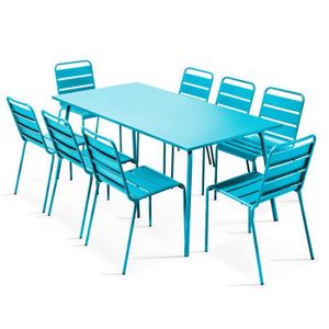Ensemble table et chaise de jardin Ensemble table de jardin et 8 chaises - Acier - Pa