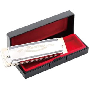 HARMONICA Clé East Top 10 trous d'un harmonica blues diatonique professionnel T008, harmonica argenté pour adultes, joueurs professionnels186