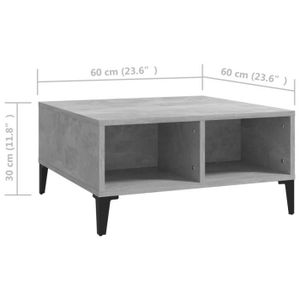 TABLE BASSE YIN(805990)Table basse Gris béton 60x60x30 cm Aggloméré