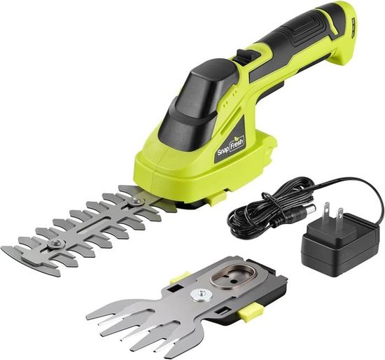 Taille-haie Sans Fil 21V Pureluxe - 2 Lames Interchangeables, 2 Batteries 2000 MAh, Moteur Brushless