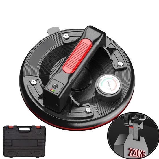 Ventouse Électrique Avec Manomètre 200kg - 203mm Pour Verre Carrelage Marbre Avec Boîte à Outils