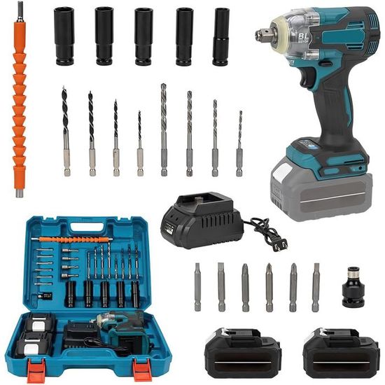 Clé à chocs à broche longue brushless 1'' 18V 4000 Nm, 2 batteries et chargeur | KS Tools