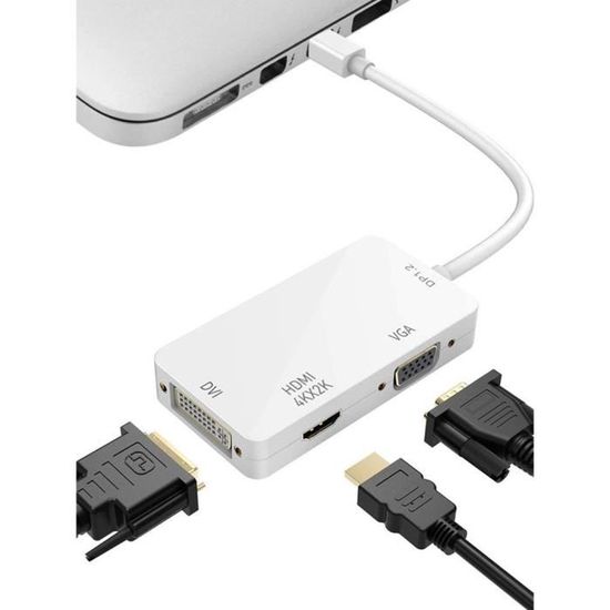 ADWITS 4K Mini DisplayPort MDP 1.2 (Thunderbolt 2 Compatible) Mâle vers  HDMI 1.4 Adaptateur Femelle, Blanc : : Informatique