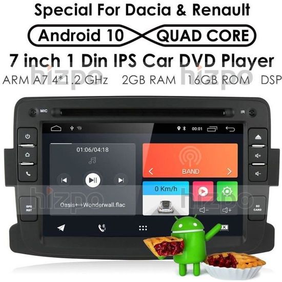 Android 10 Quad Core System 17,8 cm Lecteur DVD de Voiture pour Renault Dokker Dacia Duster Logan Sandero avec autoradio Navigation