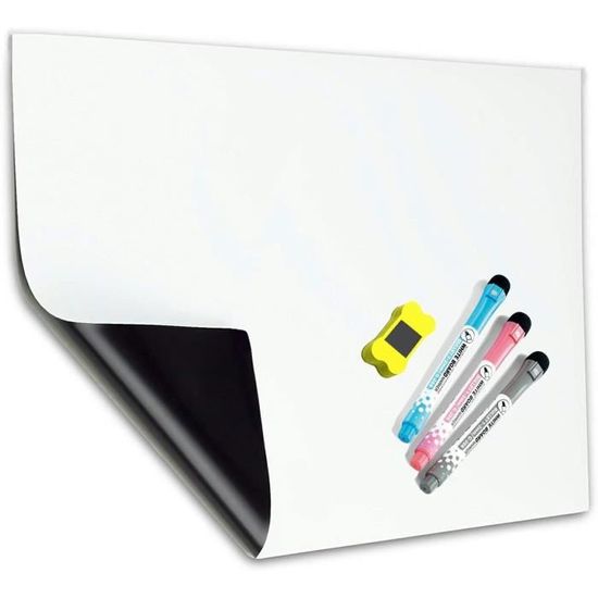 Calendrier planning et éphéméride GENERIQUE Tableau blanc magnétique frigo  - Souple et effaçable - Format Carré - 42x42cm - inclus 3 feutres aimantés  - Whinat