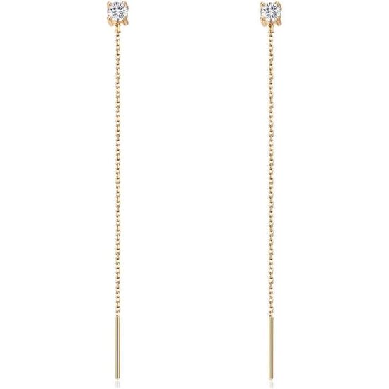 Boucles D'oreilles & Collier Strass Zircon Doré - Bijou Français - Neuf Avec étiquettes