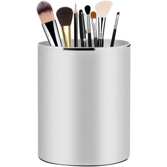 Pot à Crayons Bureau Cuir PU Rond – Porte-Stylo Élégant Noir, Organisateur Bureau, Maquillage & Rangement