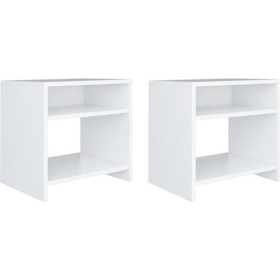 2 pcs Tables de chevet Style Contemporain scandinave - Table d'appoint Armoire de Lit - Blanc 40 x 30 x 40 cm Aggloméré♫2451