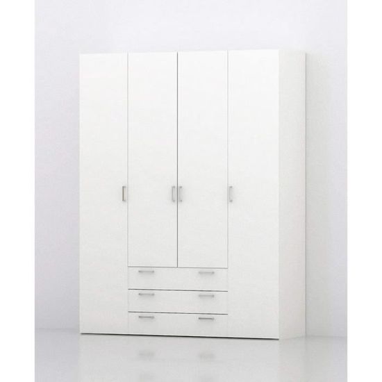 Armoire PKline Spell 4 portes 2 tiroirs Blanc Cdiscount Maison