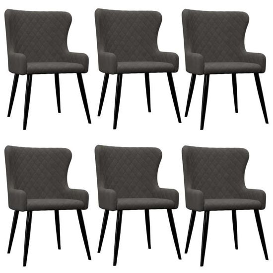 &&2317Lot de 6 Chaises de salle à manger Chaises de Salon Design Scandinave - Ensemble de 6 Fauteuil chaises Gris Velours
