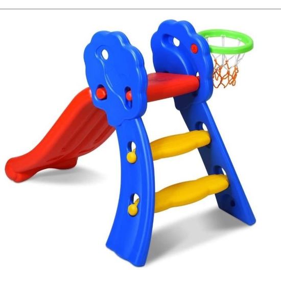 Toboggan Enfants Avec Panier De Basket - 108 Cm De Long, Marches Antidérapantes, Base Stable