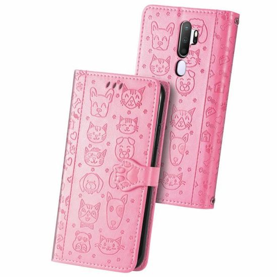 Étui Folio Oppo A9 2020 / A5 2020 - Housse Avec Support Et Porte-cartes - Noir Similicuir - Neuf