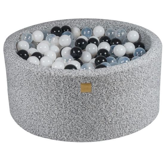 MEOWBABY Piscine à Balles Sèches 90x40 Cm – 300 Balles Incluses, Pour Bébés Et Tout-petits – Couleurs Sobres, Housse Lavable – Cadeau Sensoriel