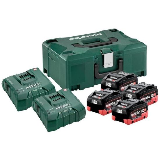 Pack 4 batteries 18 V LiHD 8.0 Ah avec 2 chargeurs ASC Ultra et coffret - Metabo