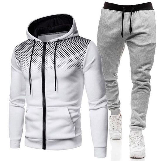 Survêtement Homme 2 Pièces – Zip Complet, Coupe Large, Confort Doux Pour Sport Et Détente Automne-Hiver