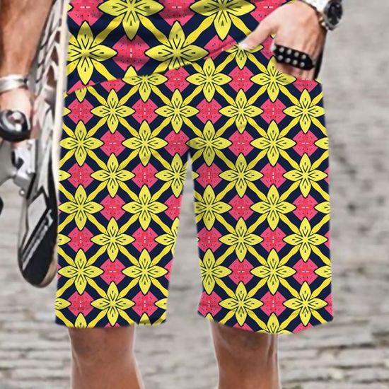 Tenue Plage Sportive Ensemble 2 Pièces Homme Lin Imprimé Léopard - T-shirt Et Short Hawaïen - Tenue Plage Été Décontractée Vêtement été Décontracté