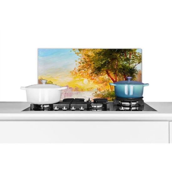 MuchoWow Credence Citron - Fruit - Jaune - Nature Morte - Eau Fond De Hotte 100x65 Cm Credence Aluminium Plaque INOX De Cuisine